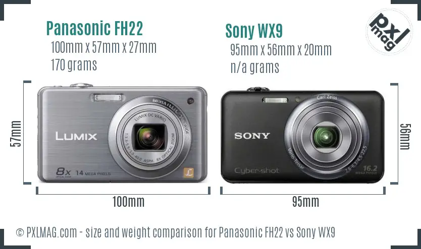 Panasonic FH22 vs Sony WX9 size comparison