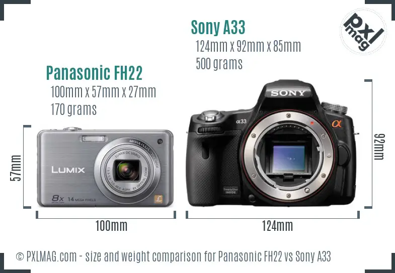 Panasonic FH22 vs Sony A33 size comparison