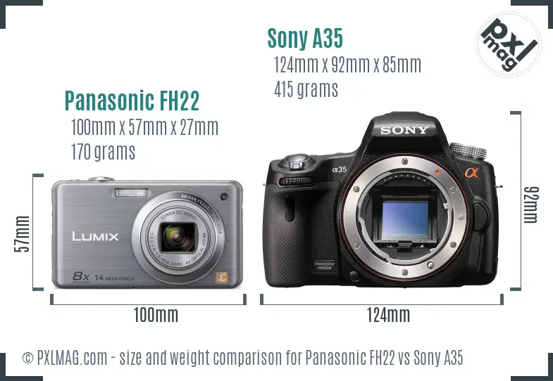 Panasonic FH22 vs Sony A35 size comparison