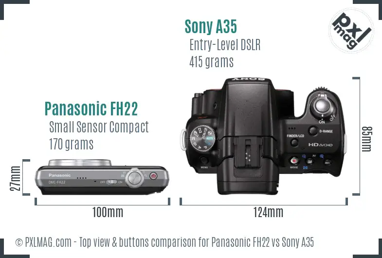 Panasonic FH22 vs Sony A35 top view buttons comparison