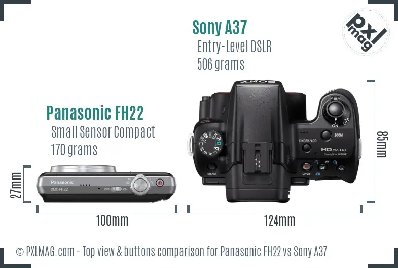 Panasonic FH22 vs Sony A37 top view buttons comparison