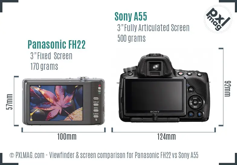 Panasonic FH22 vs Sony A55 Screen and Viewfinder comparison