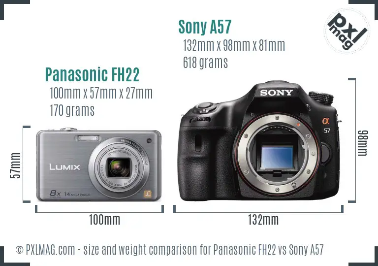 Panasonic FH22 vs Sony A57 size comparison