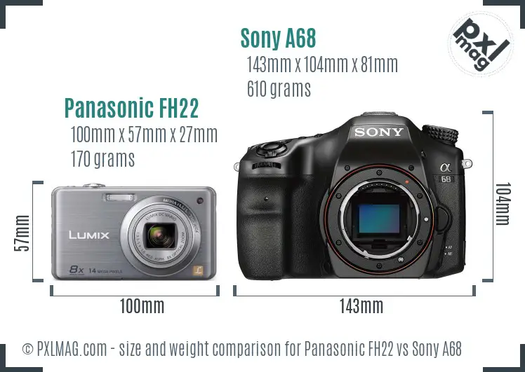 Panasonic FH22 vs Sony A68 size comparison