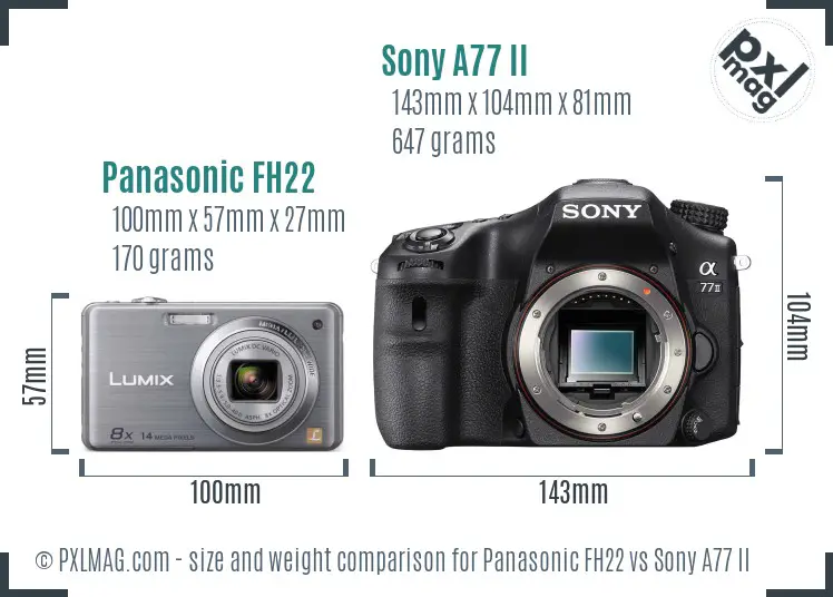 Panasonic FH22 vs Sony A77 II size comparison