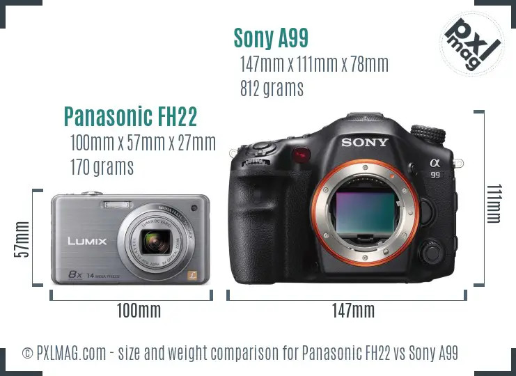 Panasonic FH22 vs Sony A99 size comparison