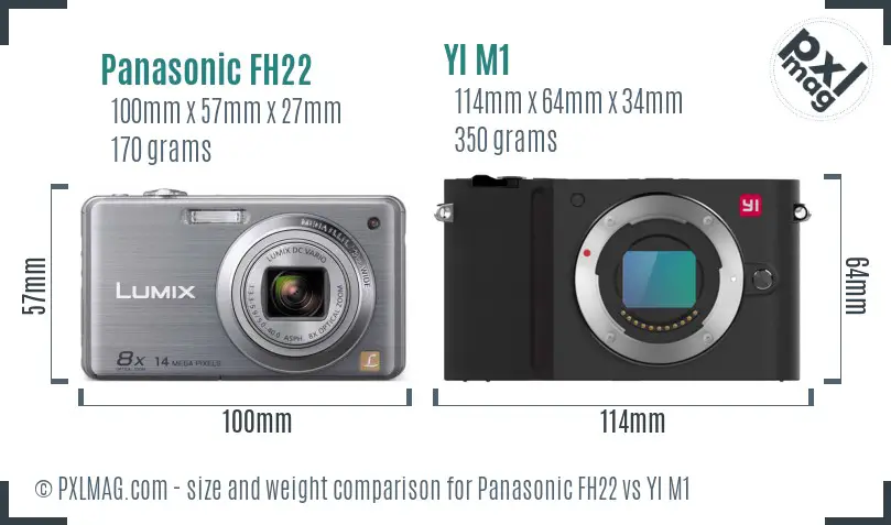 Panasonic FH22 vs YI M1 size comparison