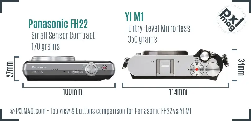 Panasonic FH22 vs YI M1 top view buttons comparison