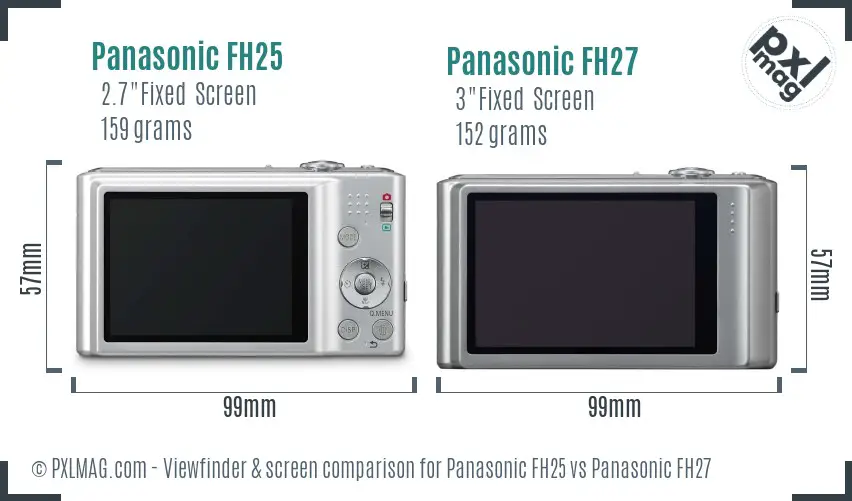 Panasonic FH25 vs Panasonic FH27 Screen and Viewfinder comparison