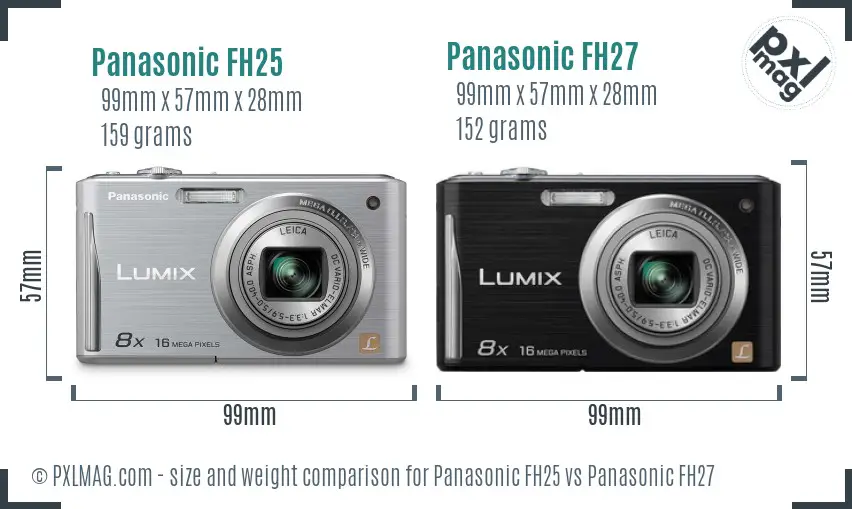 Panasonic FH25 vs Panasonic FH27 size comparison