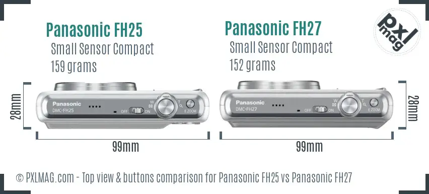 Panasonic FH25 vs Panasonic FH27 top view buttons comparison
