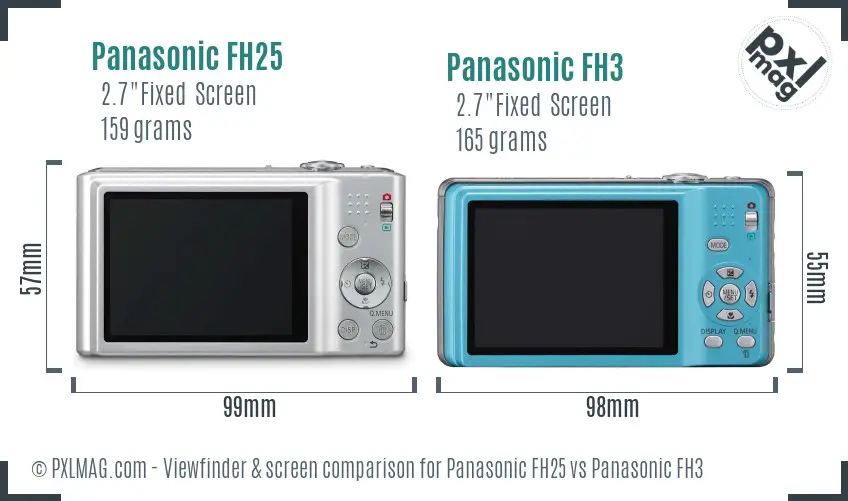 Panasonic FH25 vs Panasonic FH3 Screen and Viewfinder comparison