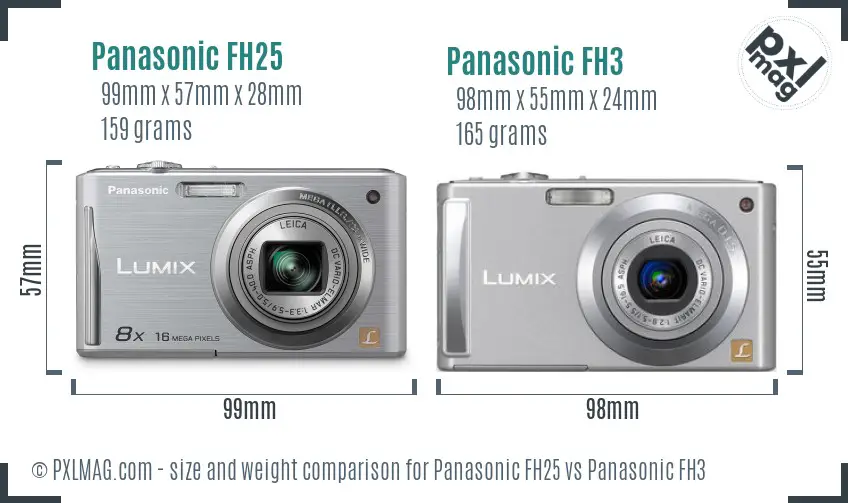 Panasonic FH25 vs Panasonic FH3 size comparison