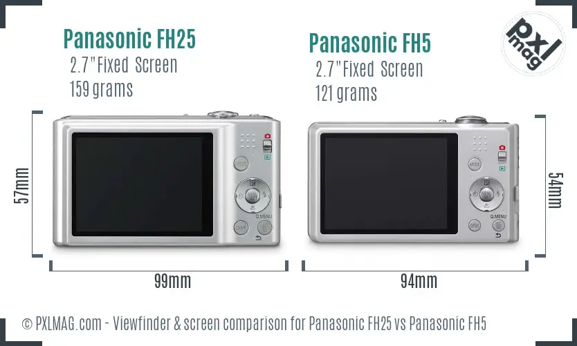 Panasonic FH25 vs Panasonic FH5 Screen and Viewfinder comparison