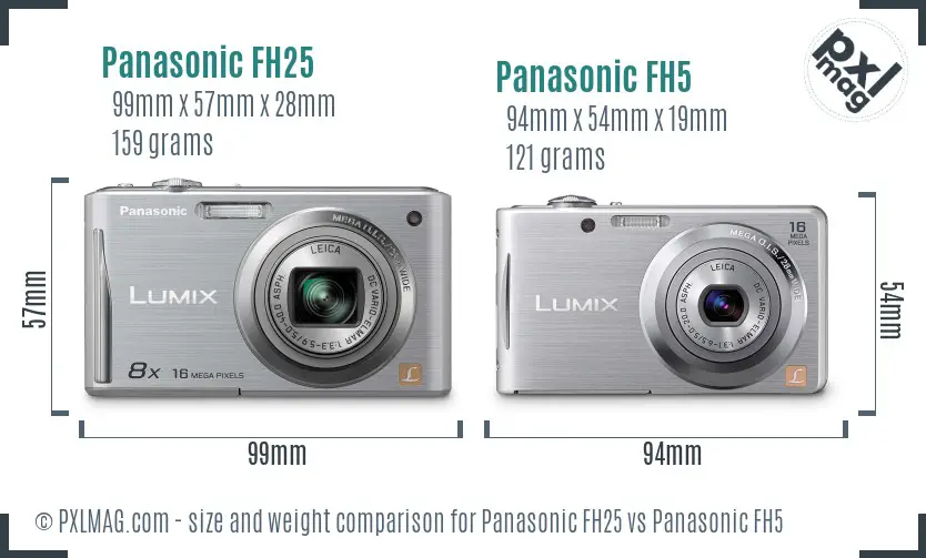 Panasonic FH25 vs Panasonic FH5 size comparison