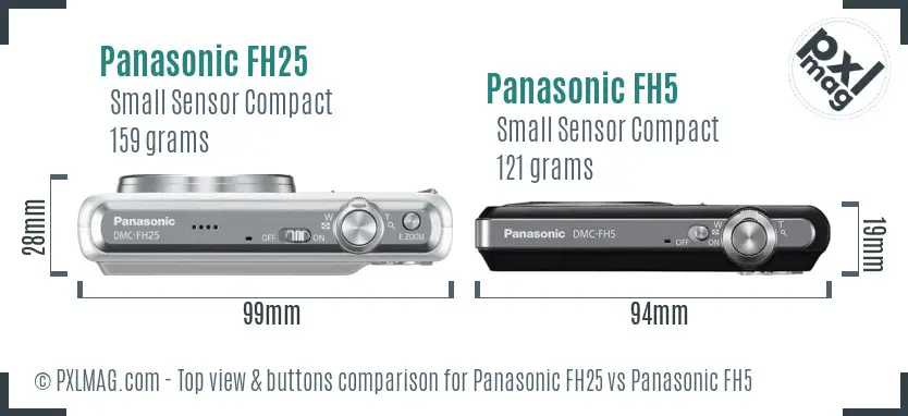 Panasonic FH25 vs Panasonic FH5 top view buttons comparison