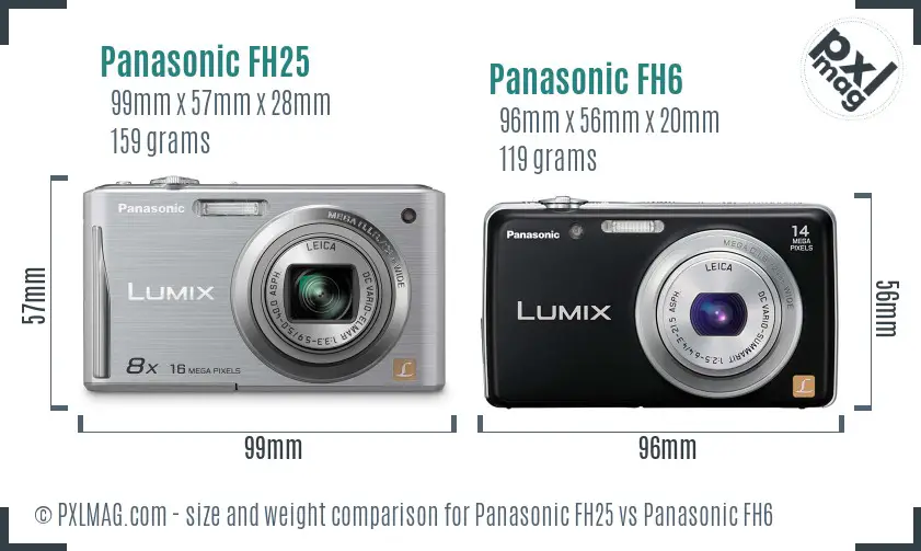 Panasonic FH25 vs Panasonic FH6 size comparison