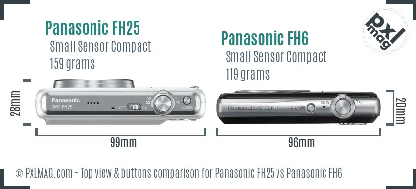 Panasonic FH25 vs Panasonic FH6 top view buttons comparison