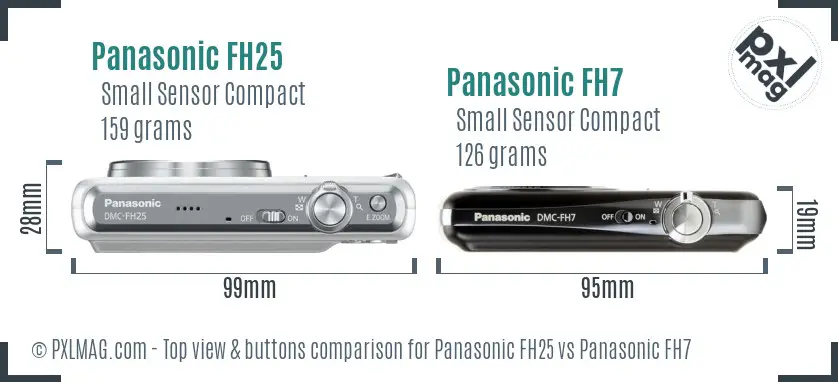 Panasonic FH25 vs Panasonic FH7 top view buttons comparison