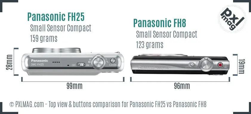 Panasonic FH25 vs Panasonic FH8 top view buttons comparison