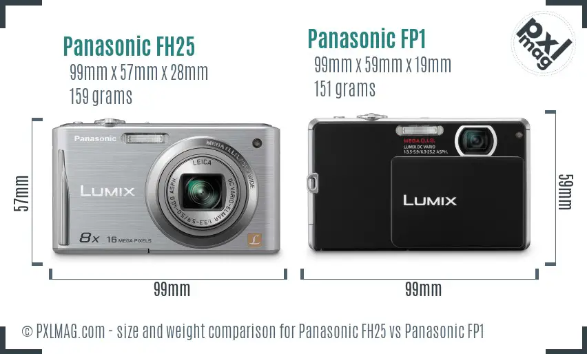 Panasonic FH25 vs Panasonic FP1 size comparison