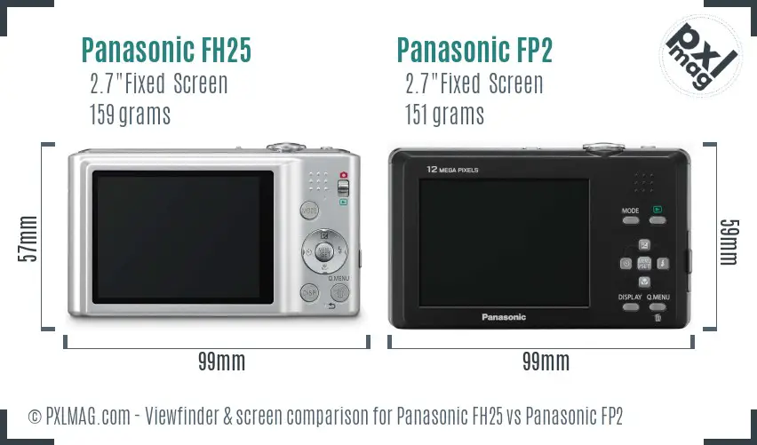 Panasonic FH25 vs Panasonic FP2 Screen and Viewfinder comparison