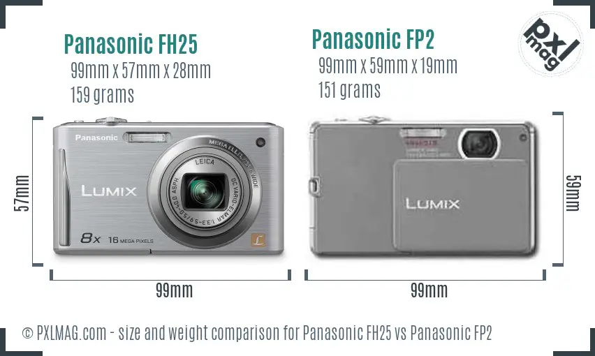 Panasonic FH25 vs Panasonic FP2 size comparison