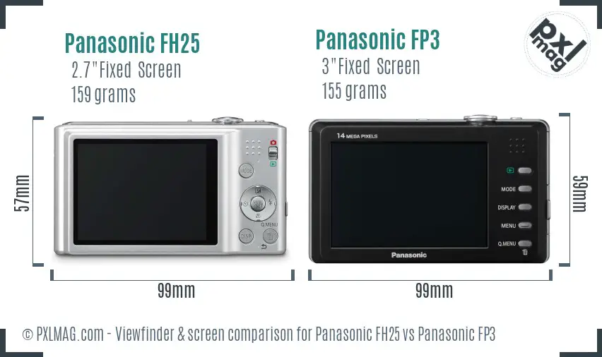 Panasonic FH25 vs Panasonic FP3 Screen and Viewfinder comparison