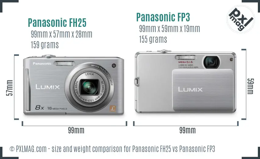 Panasonic FH25 vs Panasonic FP3 size comparison