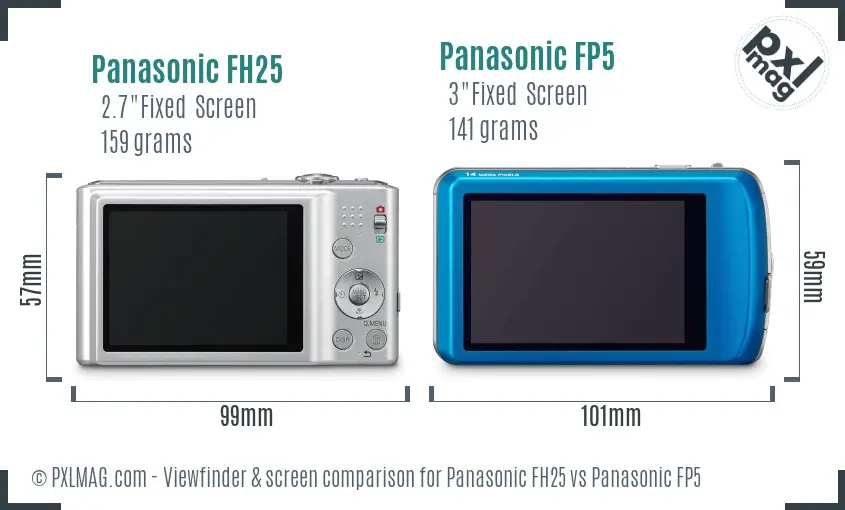 Panasonic FH25 vs Panasonic FP5 Screen and Viewfinder comparison