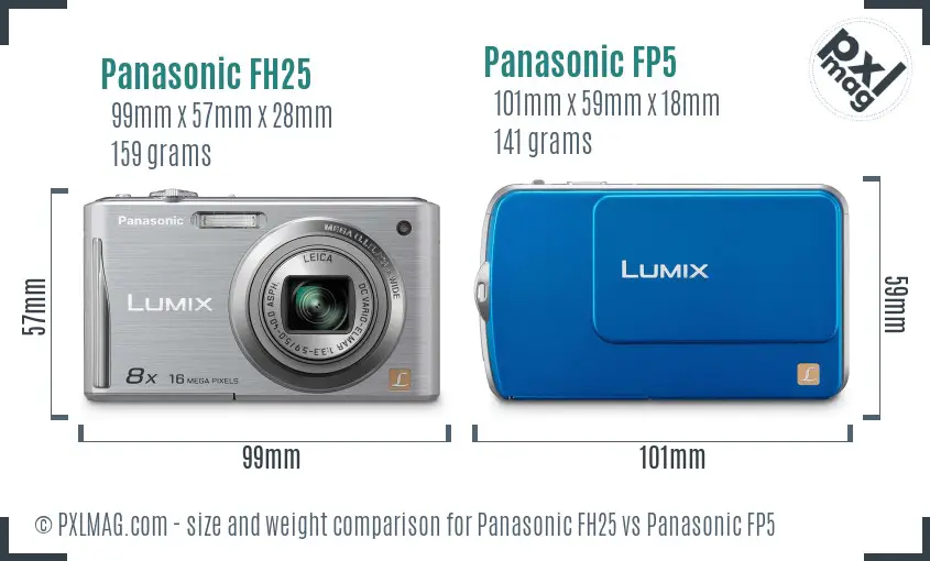 Panasonic FH25 vs Panasonic FP5 size comparison