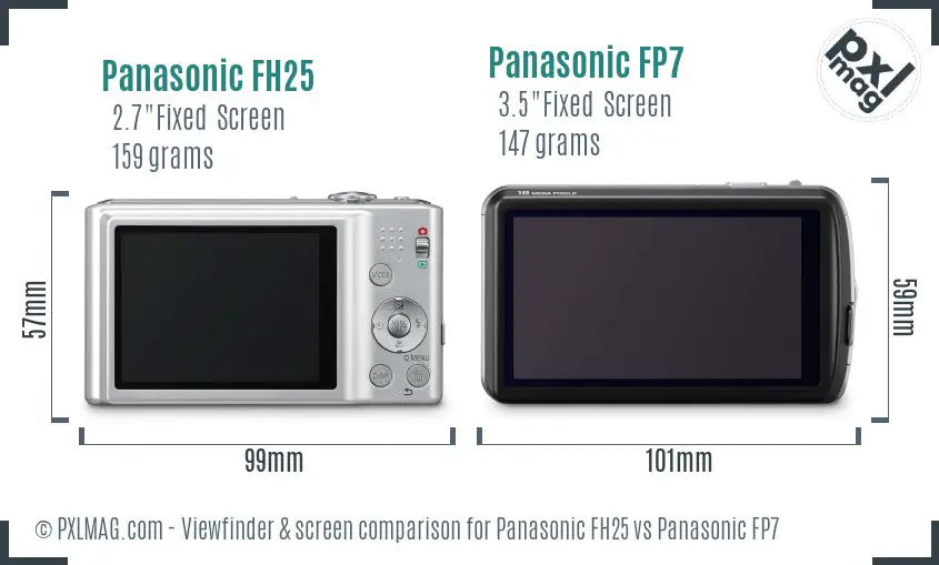 Panasonic FH25 vs Panasonic FP7 Screen and Viewfinder comparison