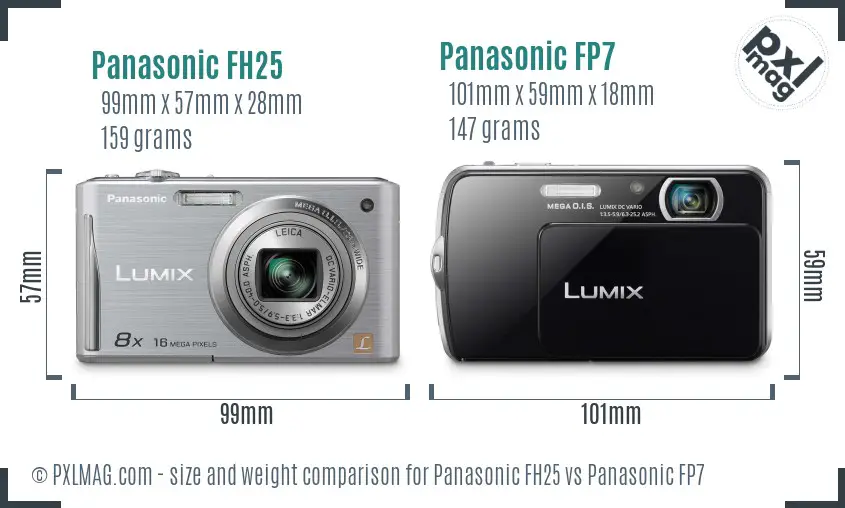Panasonic FH25 vs Panasonic FP7 size comparison