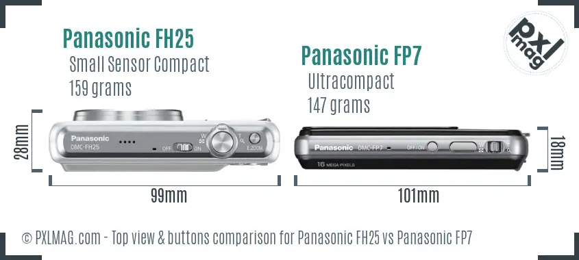 Panasonic FH25 vs Panasonic FP7 top view buttons comparison