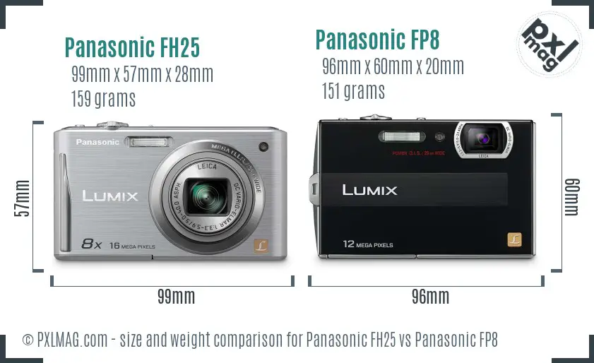 Panasonic FH25 vs Panasonic FP8 size comparison