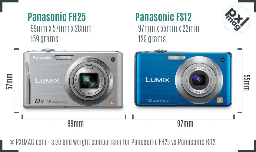 Panasonic FH25 vs Panasonic FS12 size comparison