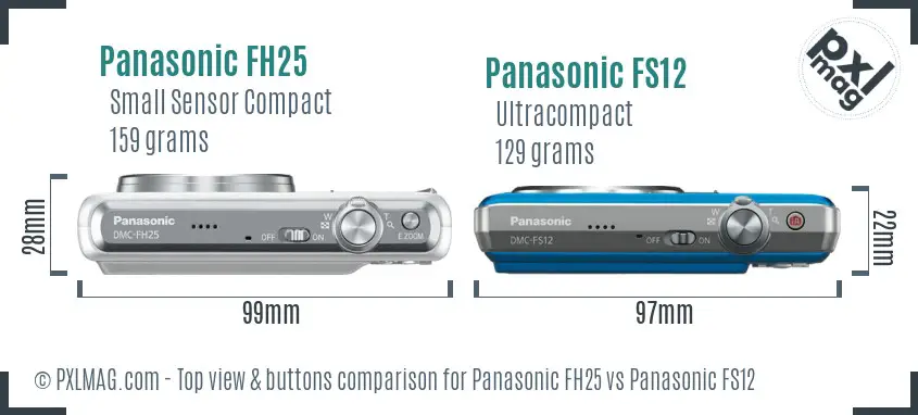 Panasonic FH25 vs Panasonic FS12 top view buttons comparison