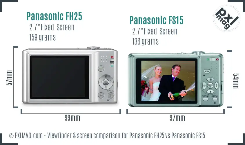 Panasonic FH25 vs Panasonic FS15 Screen and Viewfinder comparison