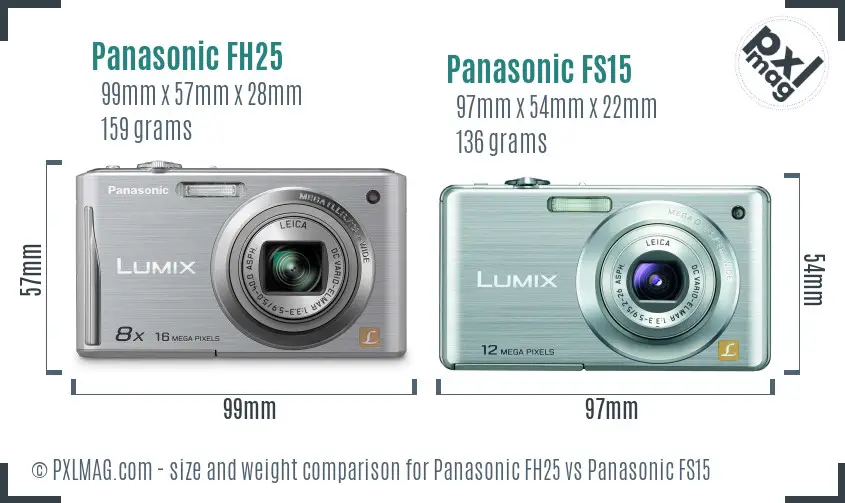 Panasonic FH25 vs Panasonic FS15 size comparison