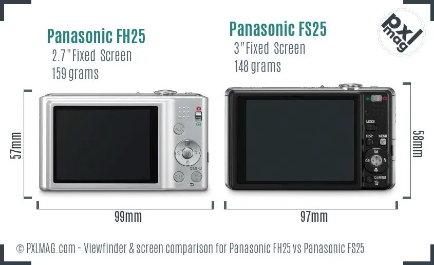 Panasonic FH25 vs Panasonic FS25 Screen and Viewfinder comparison