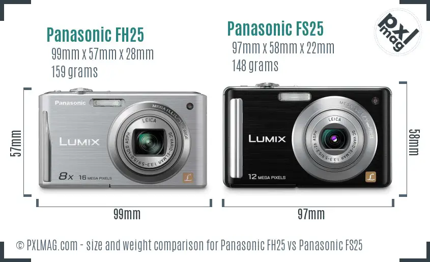 Panasonic FH25 vs Panasonic FS25 size comparison