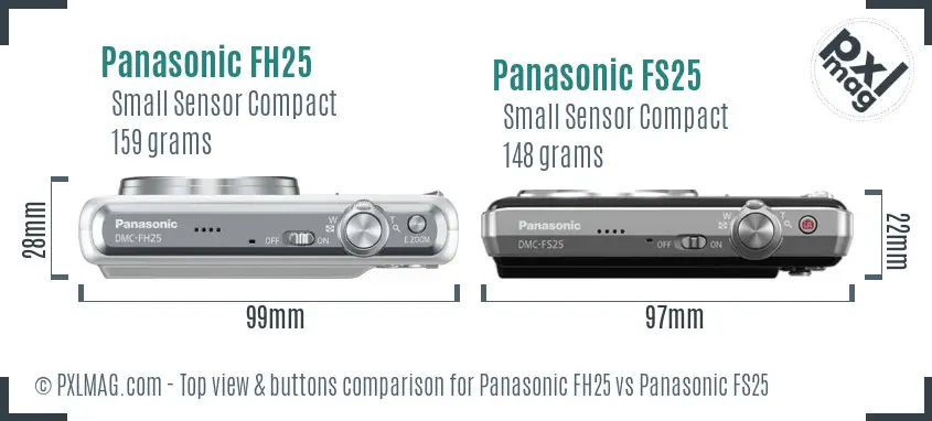 Panasonic FH25 vs Panasonic FS25 top view buttons comparison