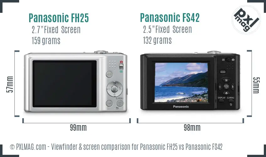 Panasonic FH25 vs Panasonic FS42 Screen and Viewfinder comparison