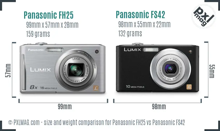 Panasonic FH25 vs Panasonic FS42 size comparison