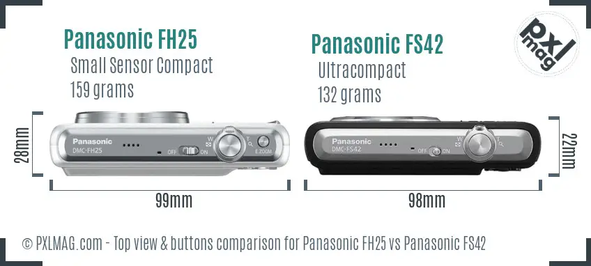 Panasonic FH25 vs Panasonic FS42 top view buttons comparison