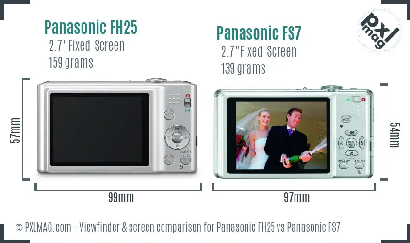 Panasonic FH25 vs Panasonic FS7 Screen and Viewfinder comparison