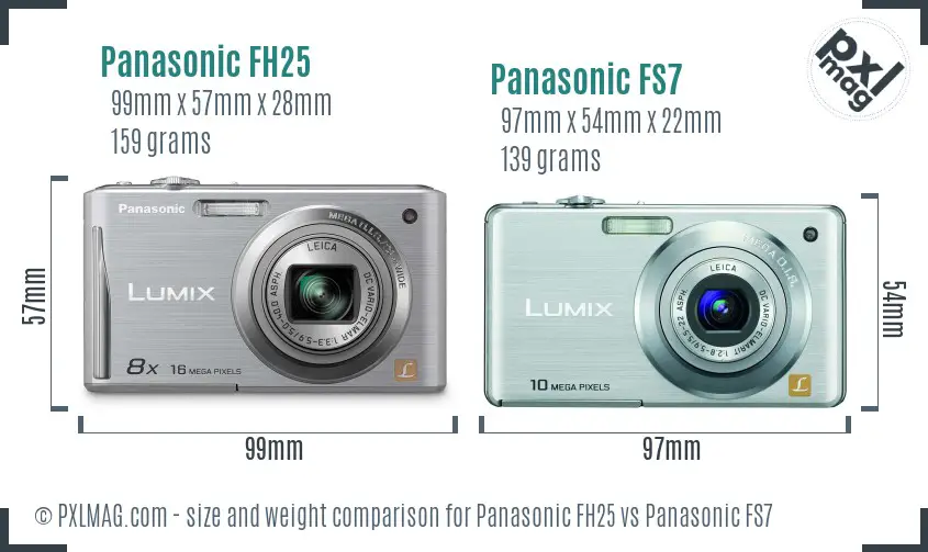 Panasonic FH25 vs Panasonic FS7 size comparison