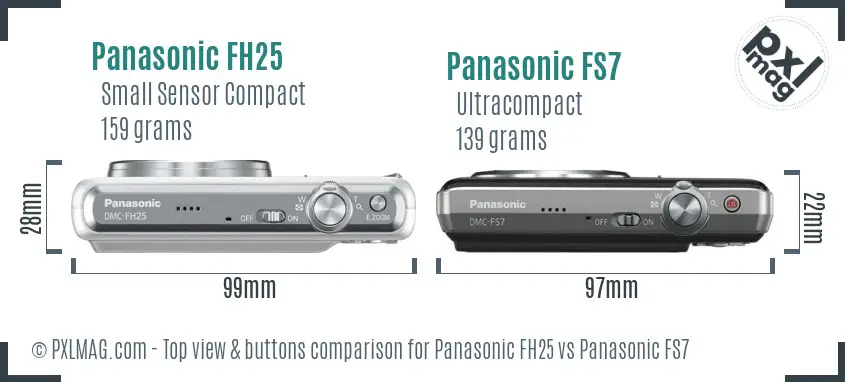 Panasonic FH25 vs Panasonic FS7 top view buttons comparison