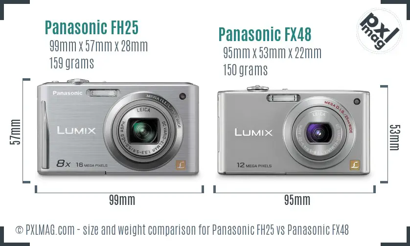 Panasonic FH25 vs Panasonic FX48 size comparison