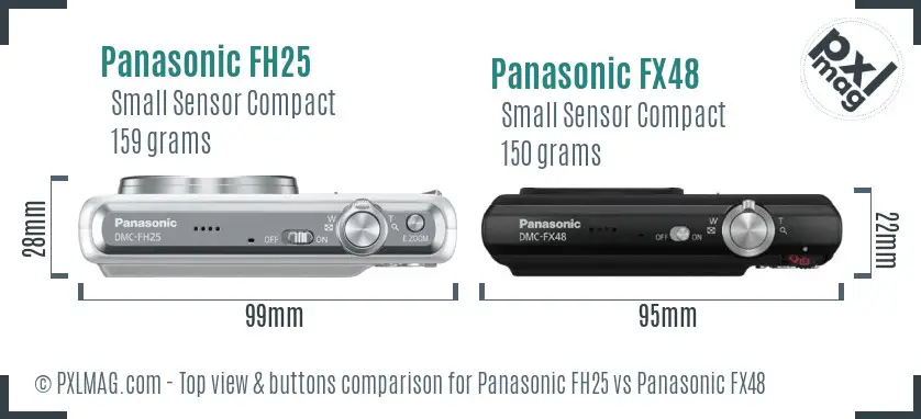 Panasonic FH25 vs Panasonic FX48 top view buttons comparison